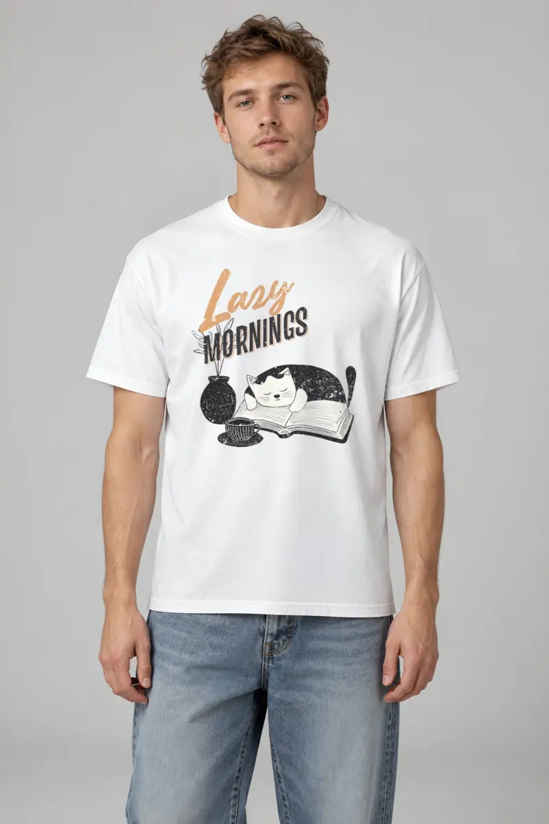 "Lazy Mornings" Heavyweight Unisex Crewneck T-shirt