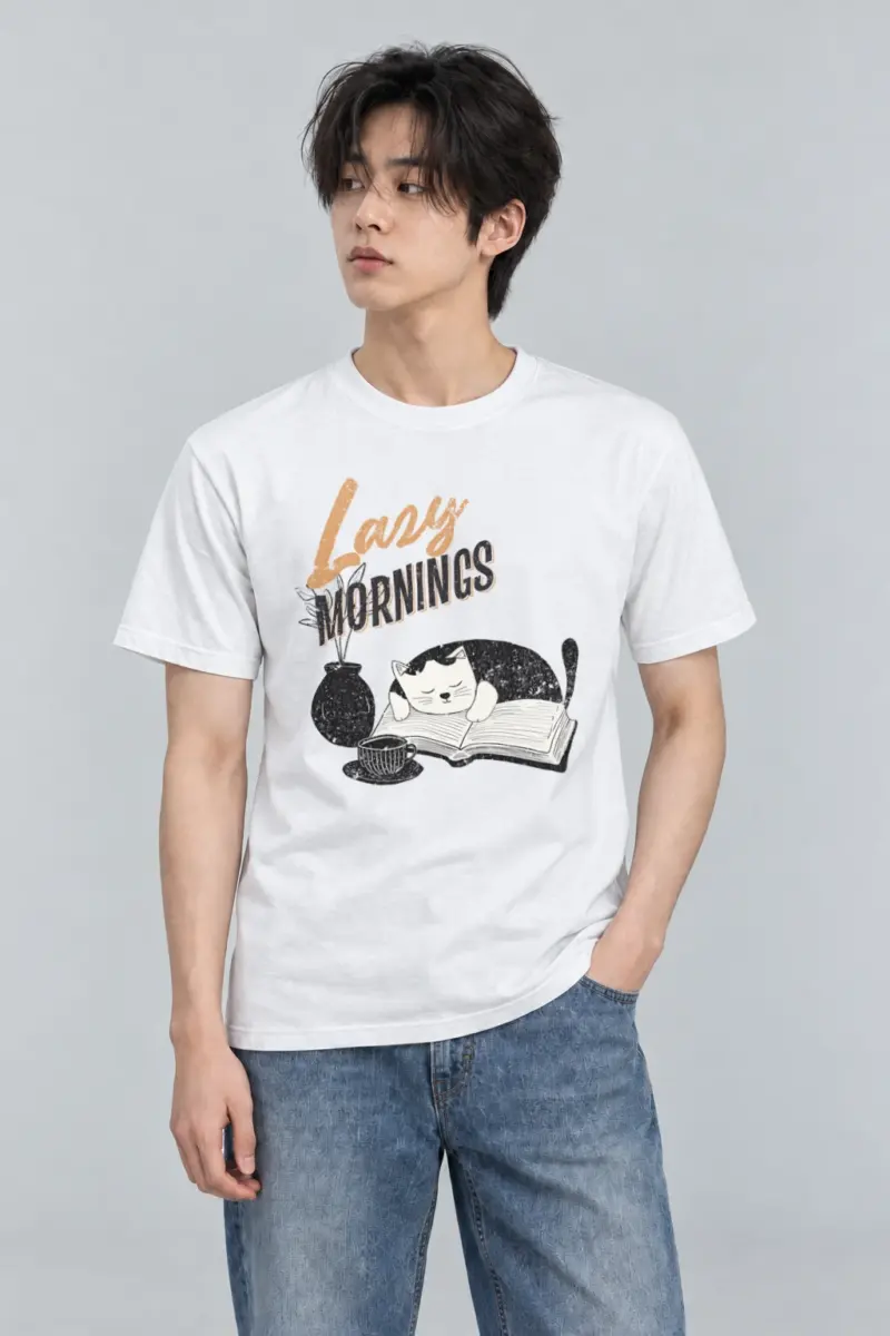 "Lazy Mornings" Heavyweight Unisex Crewneck T-shirt