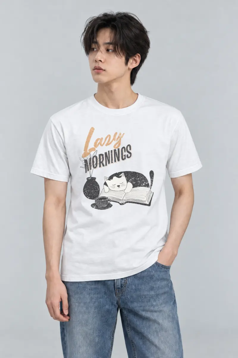 "Lazy Mornings" Heavyweight Unisex Crewneck T-shirt
