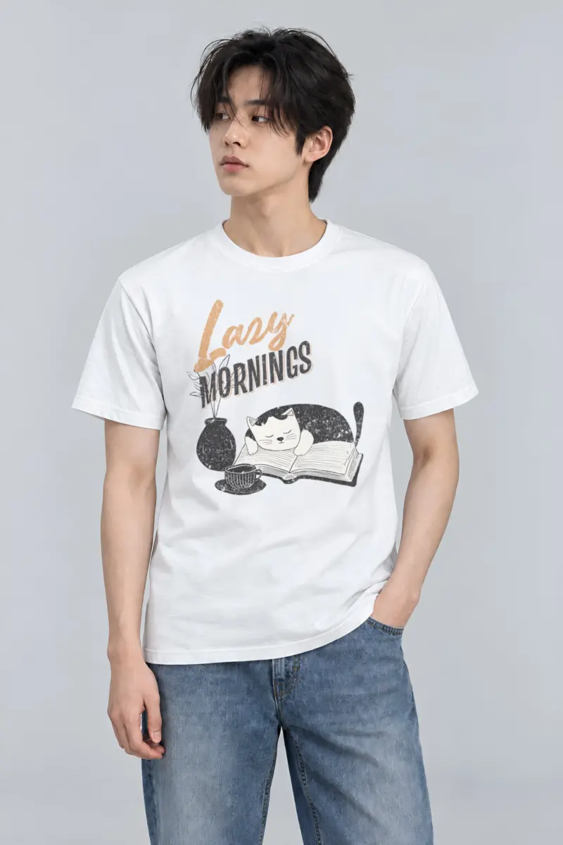 "Lazy Mornings" Heavyweight Unisex Crewneck T-shirt