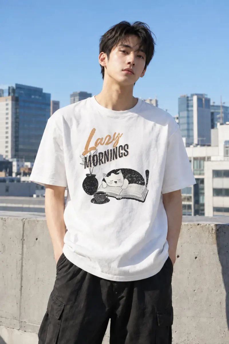“Lazy Mornings” Heavyweight Unisex Crewneck T-shirt | Gildan 5000