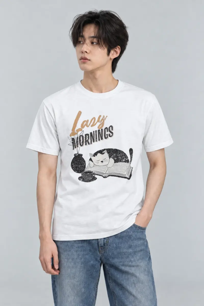 "Lazy Mornings" Heavyweight Unisex Crewneck T-shirt