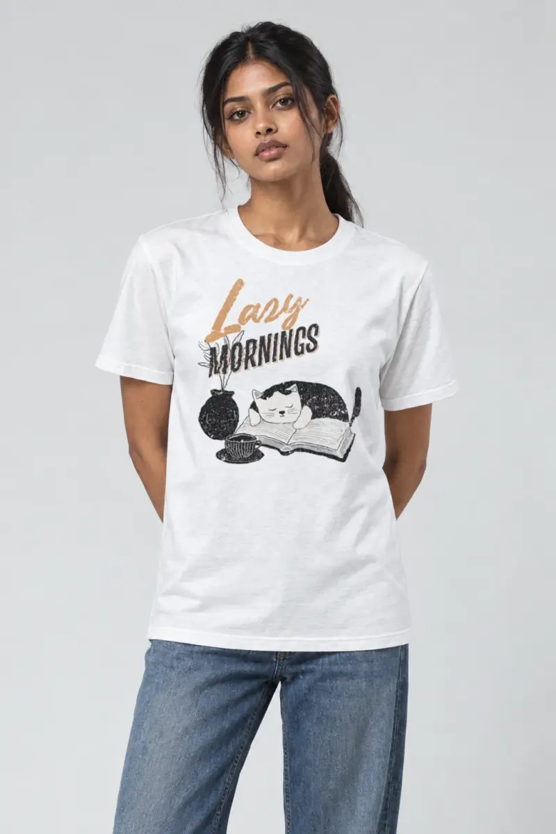 "Lazy Mornings" Heavyweight Unisex Crewneck T-shirt | Gildan 5000