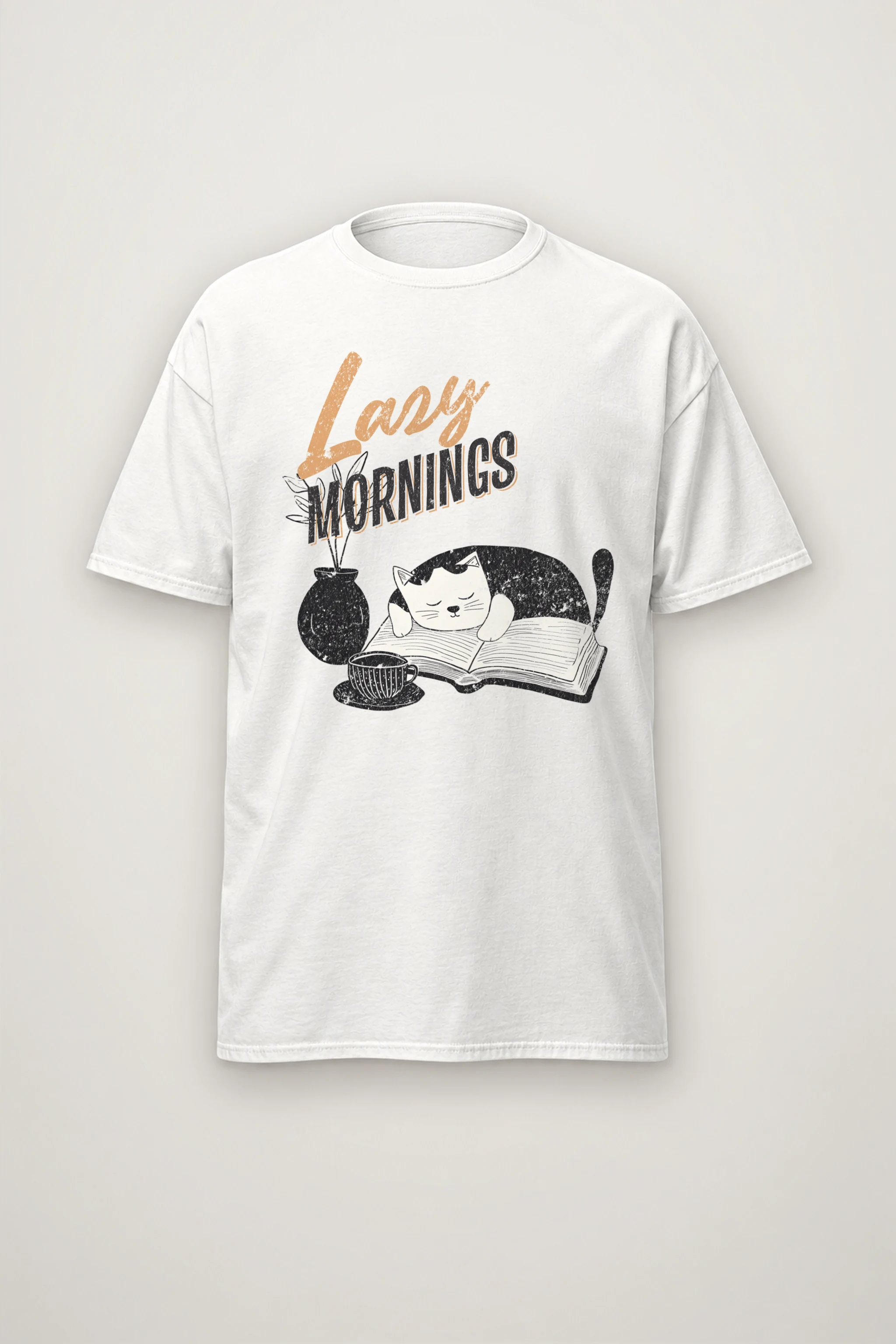 "Lazy Mornings" Heavyweight Unisex Crewneck T-shirt