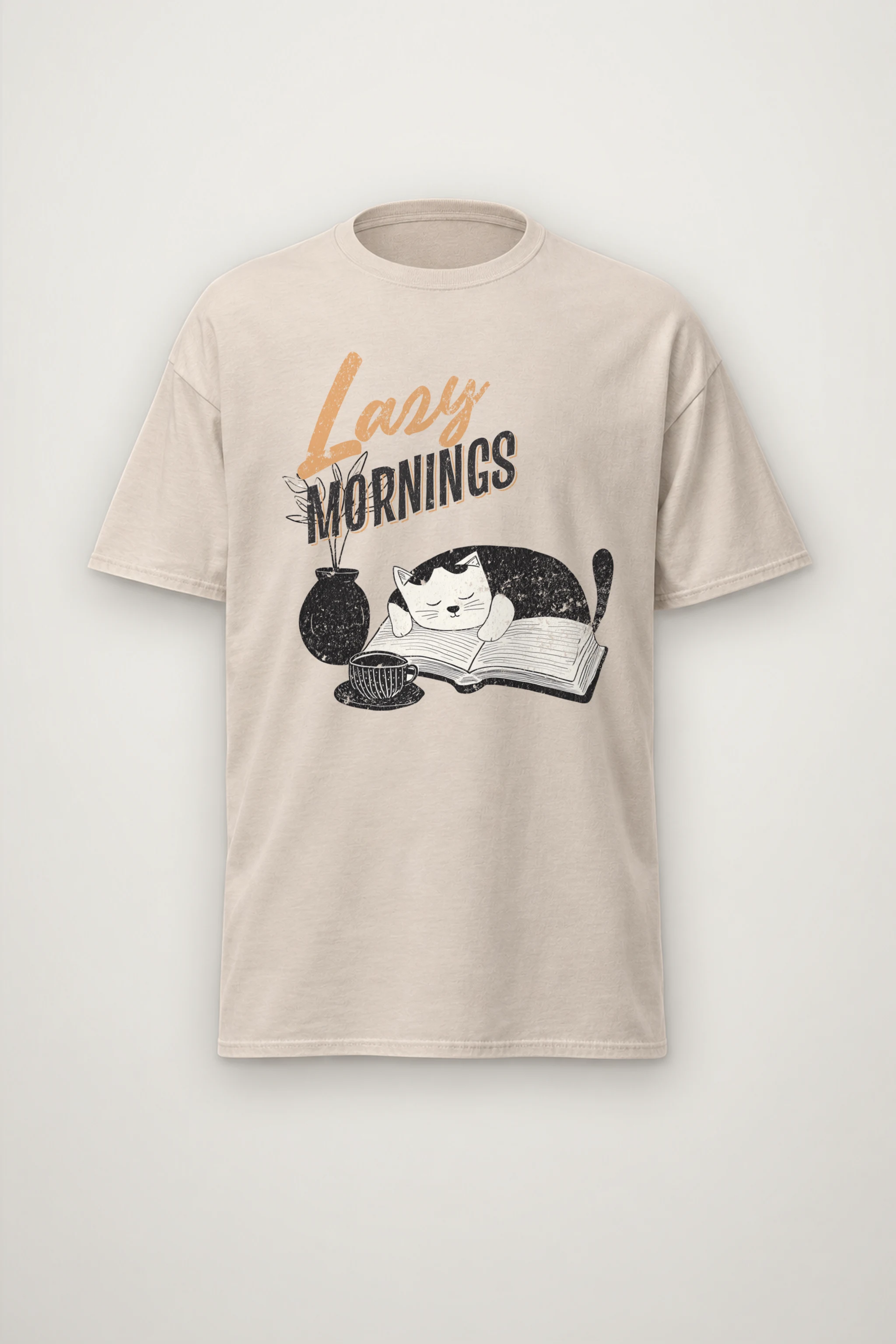 "Lazy Mornings" Heavyweight Unisex Crewneck T-shirt