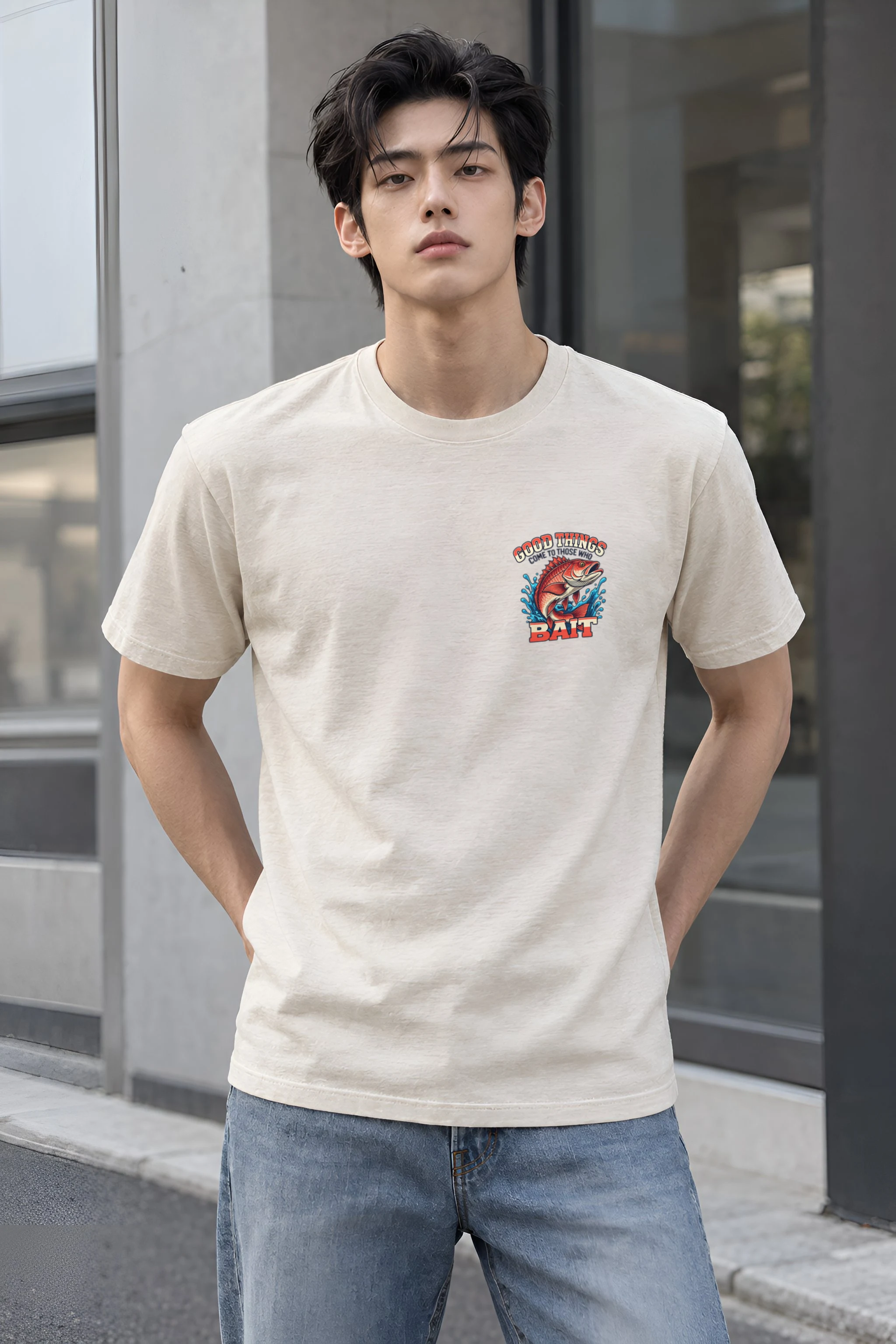 "Leaping Fish" Heavyweight Unisex Crewneck T-shirt