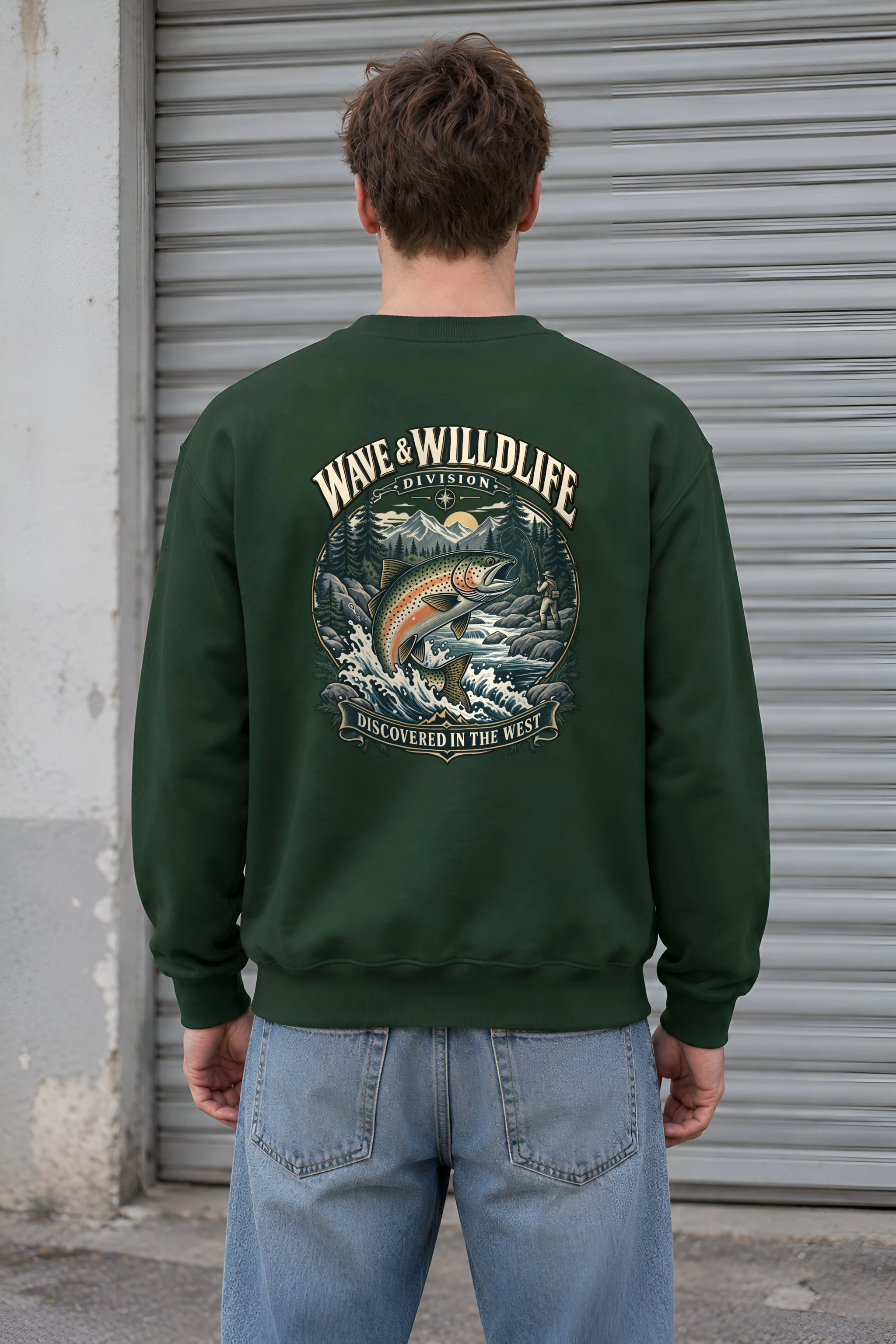 "Leaping Trout River" Heavy Blend Unisex Crewneck Sweatshirt