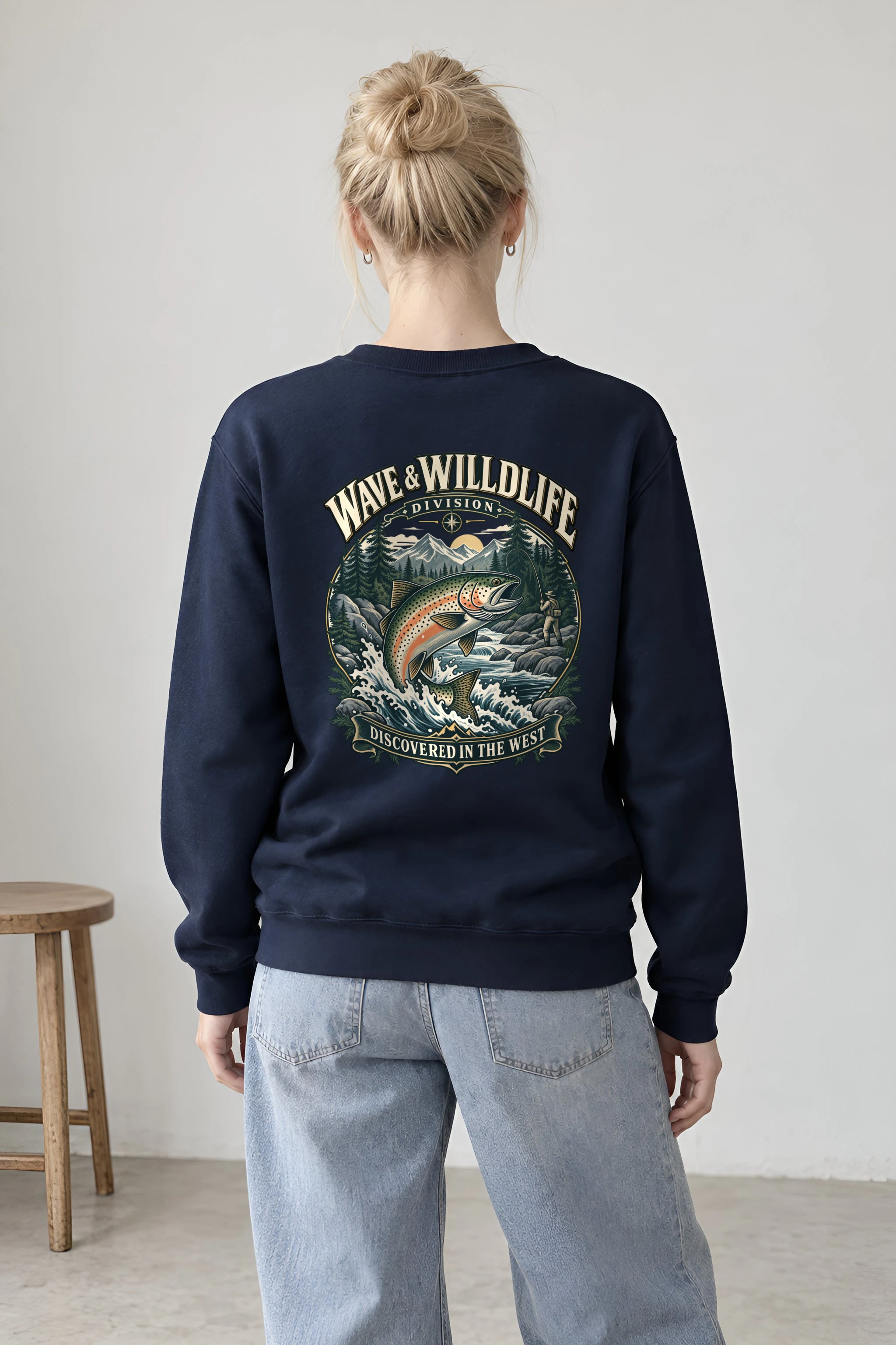 "Leaping Trout River" Heavy Blend Unisex Crewneck Sweatshirt