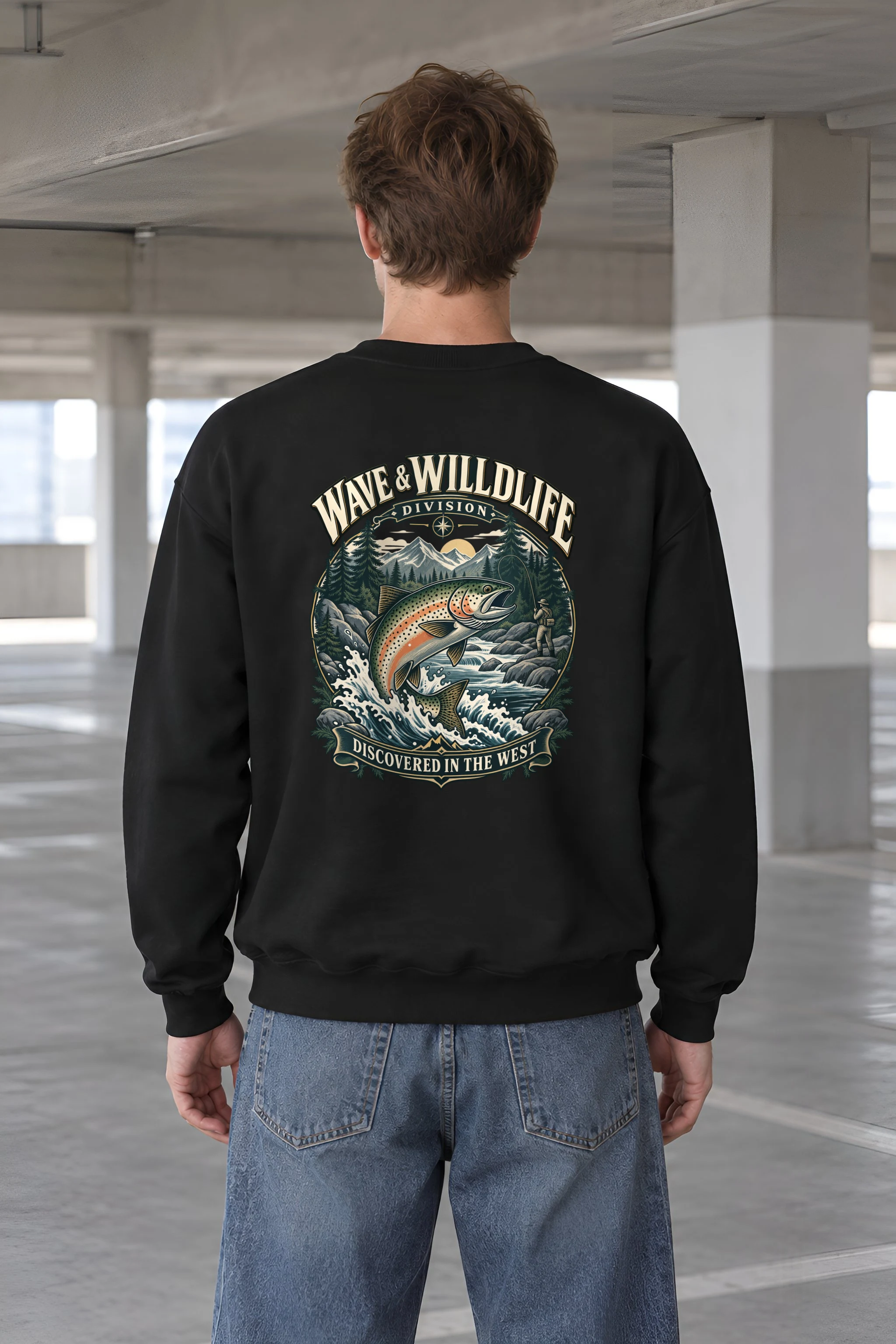"Leaping Trout River" Heavy Blend Unisex Crewneck Sweatshirt