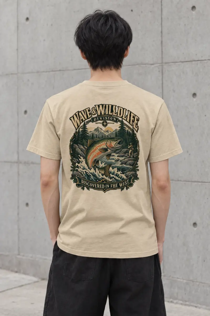 "Leaping Trout River" Heavyweight Unisex Crewneck T-shirt | Gildan 5000