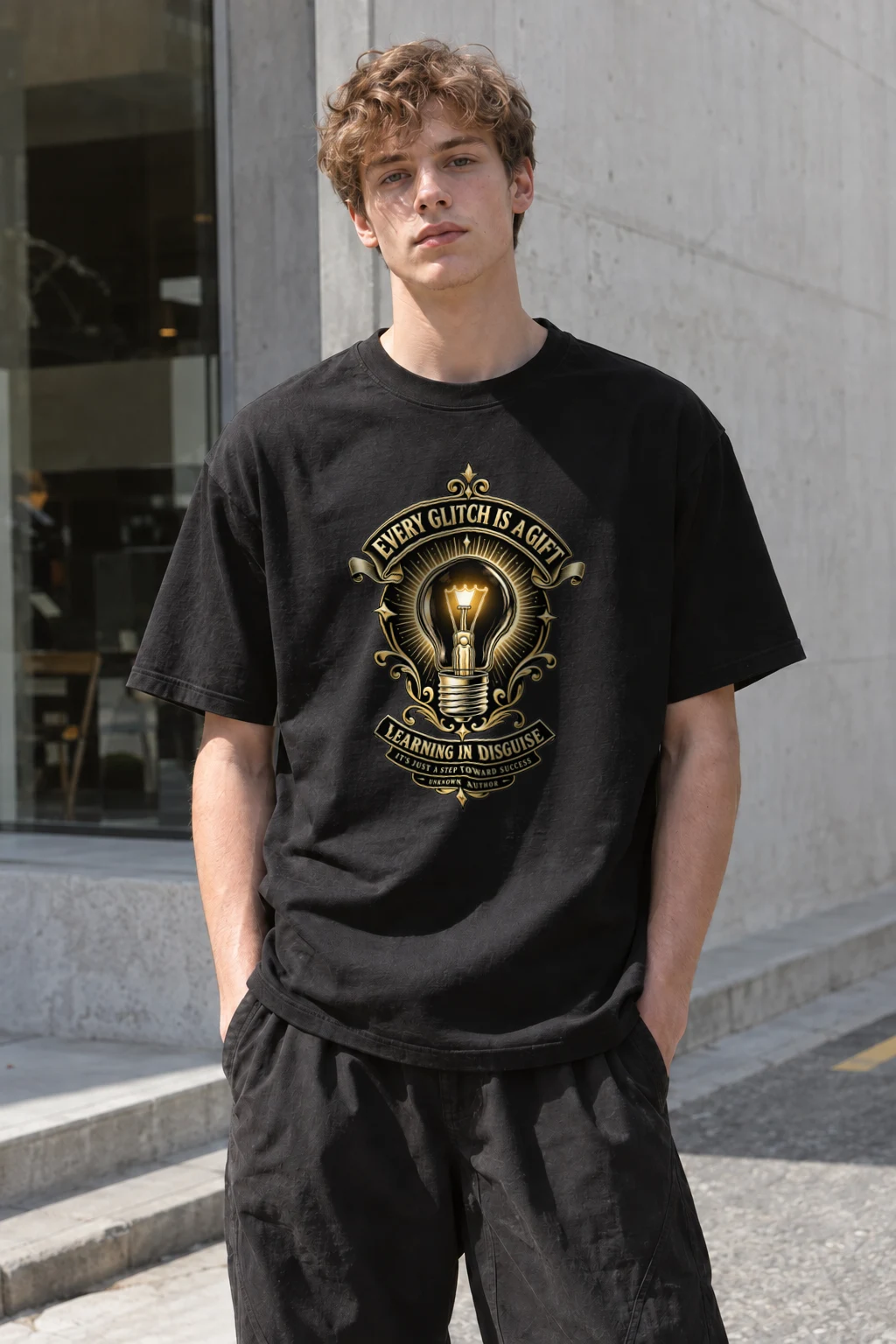 "Learning In Disguise" Heavyweight Unisex Crewneck T-shirt | Gildan 5000