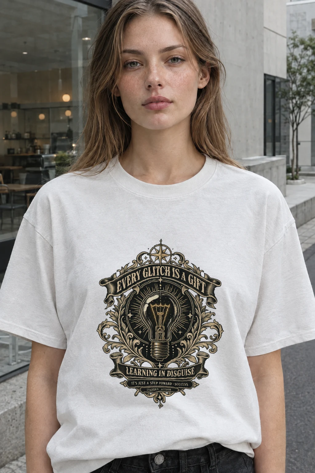 "Learning In Disguise" Heavyweight Unisex Crewneck T-shirt | Gildan 5000