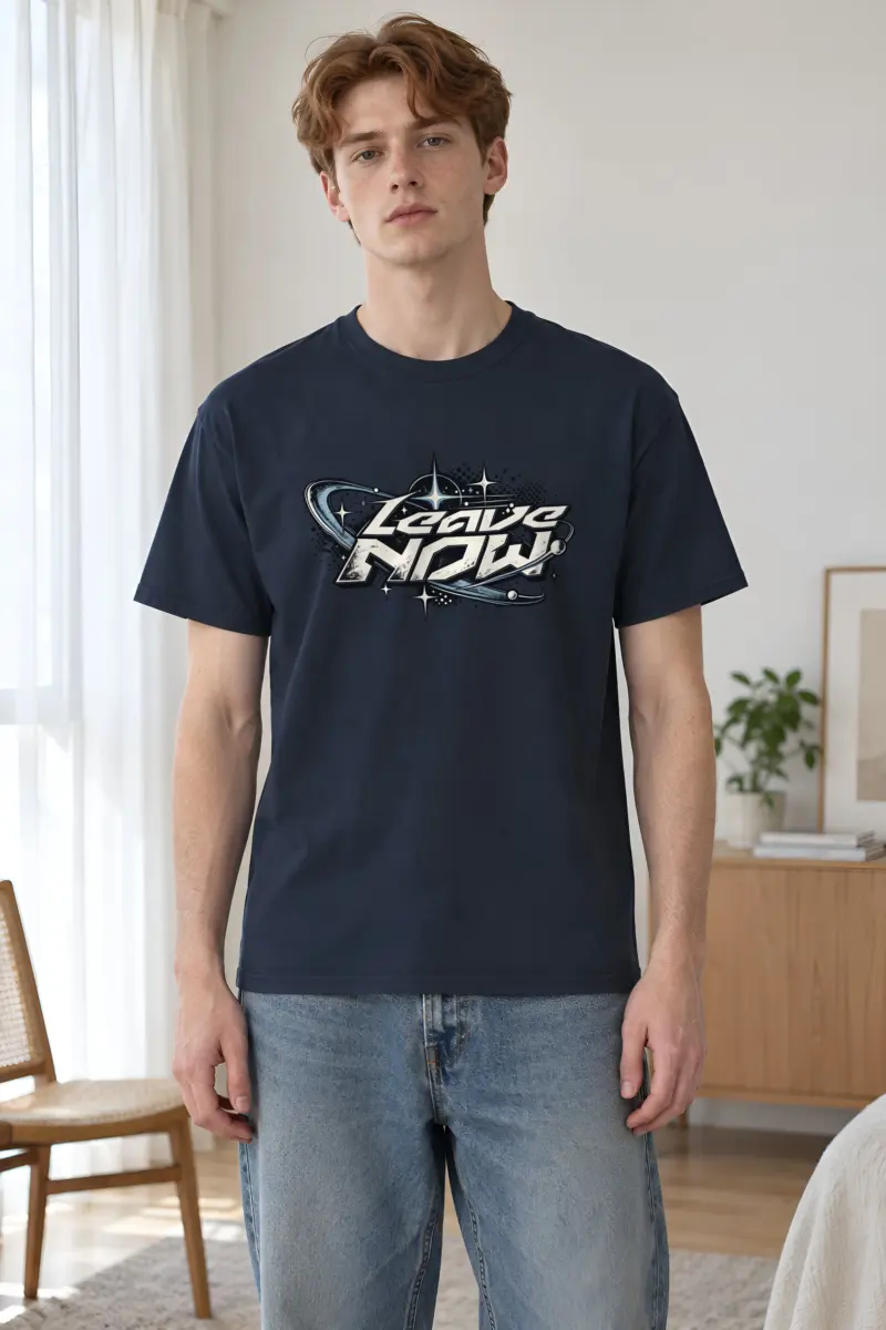 "Leave Now" Heavyweight Unisex Crewneck T-shirt