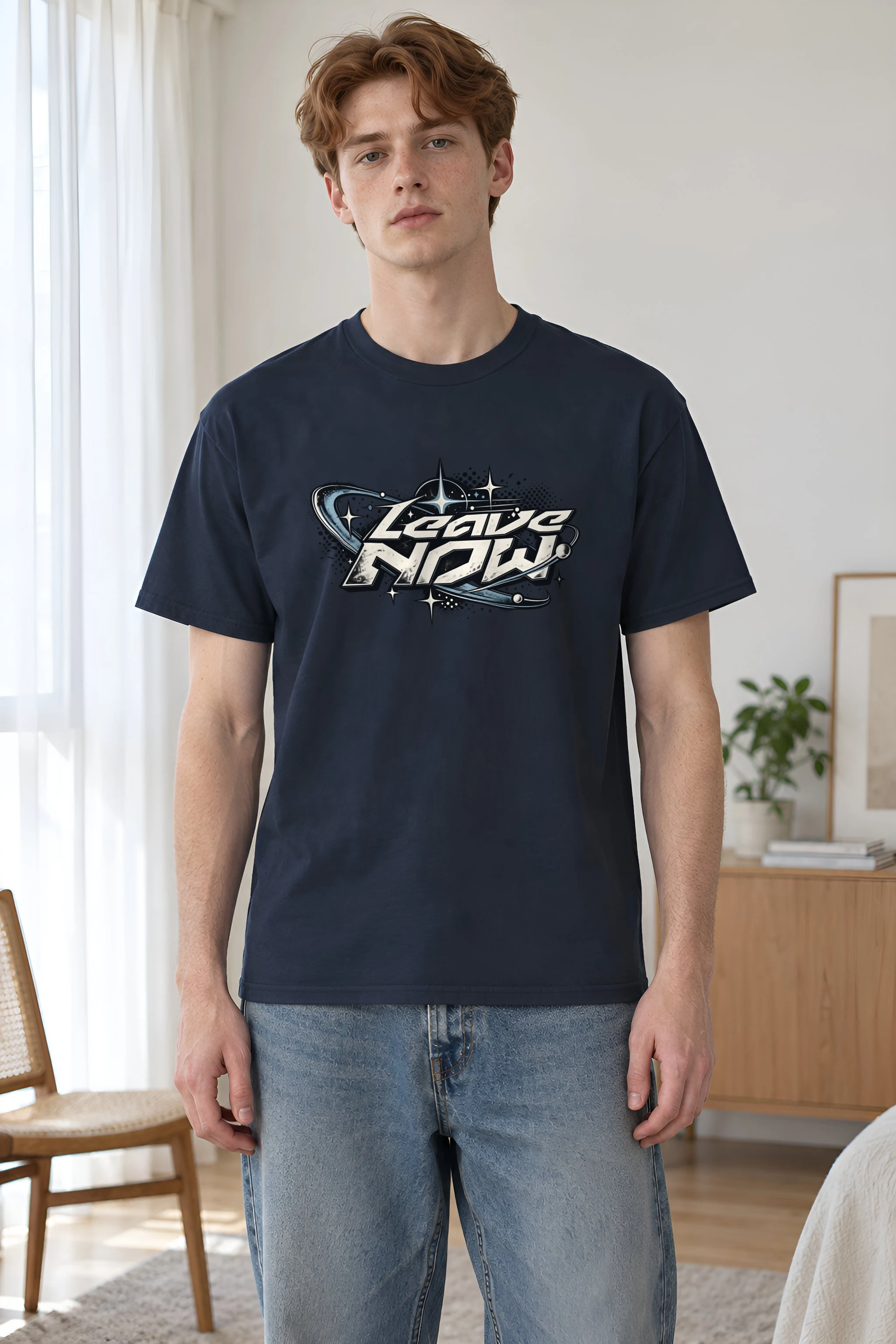 "Leave Now" Heavyweight Unisex Crewneck T-shirt