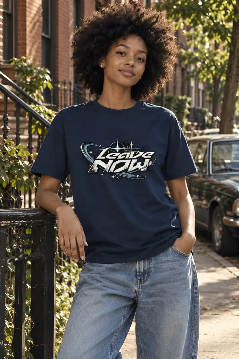 "Leave Now" Heavyweight Unisex Crewneck T-shirt