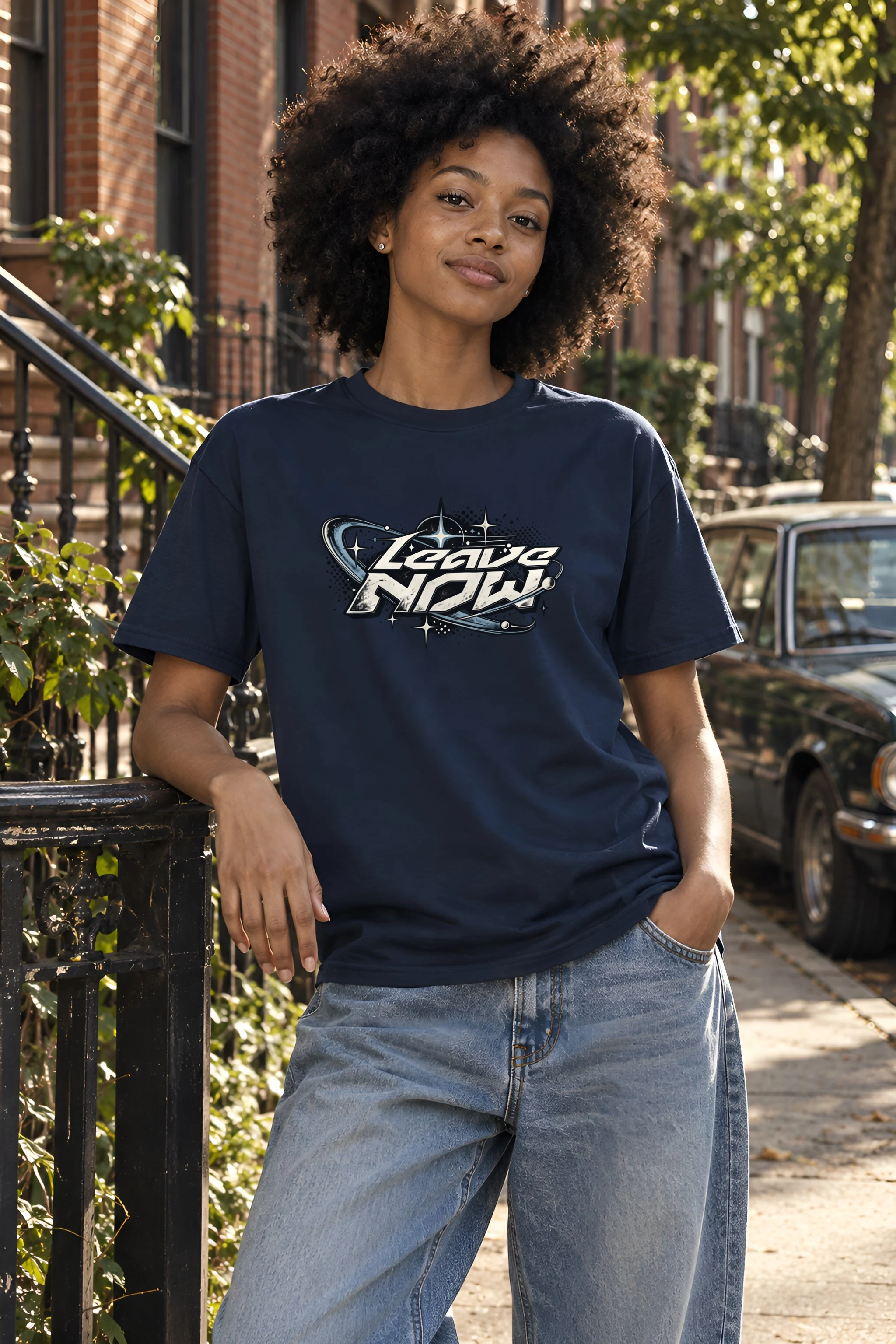 "Leave Now" Heavyweight Unisex Crewneck T-shirt