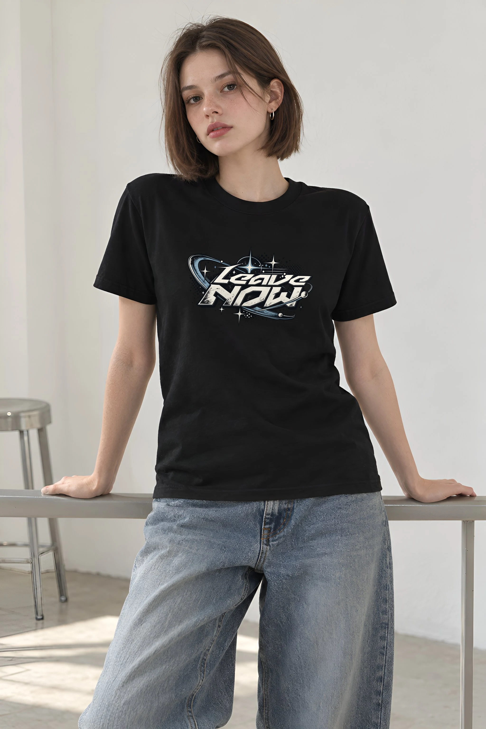 "Leave Now" Heavyweight Unisex Crewneck T-shirt