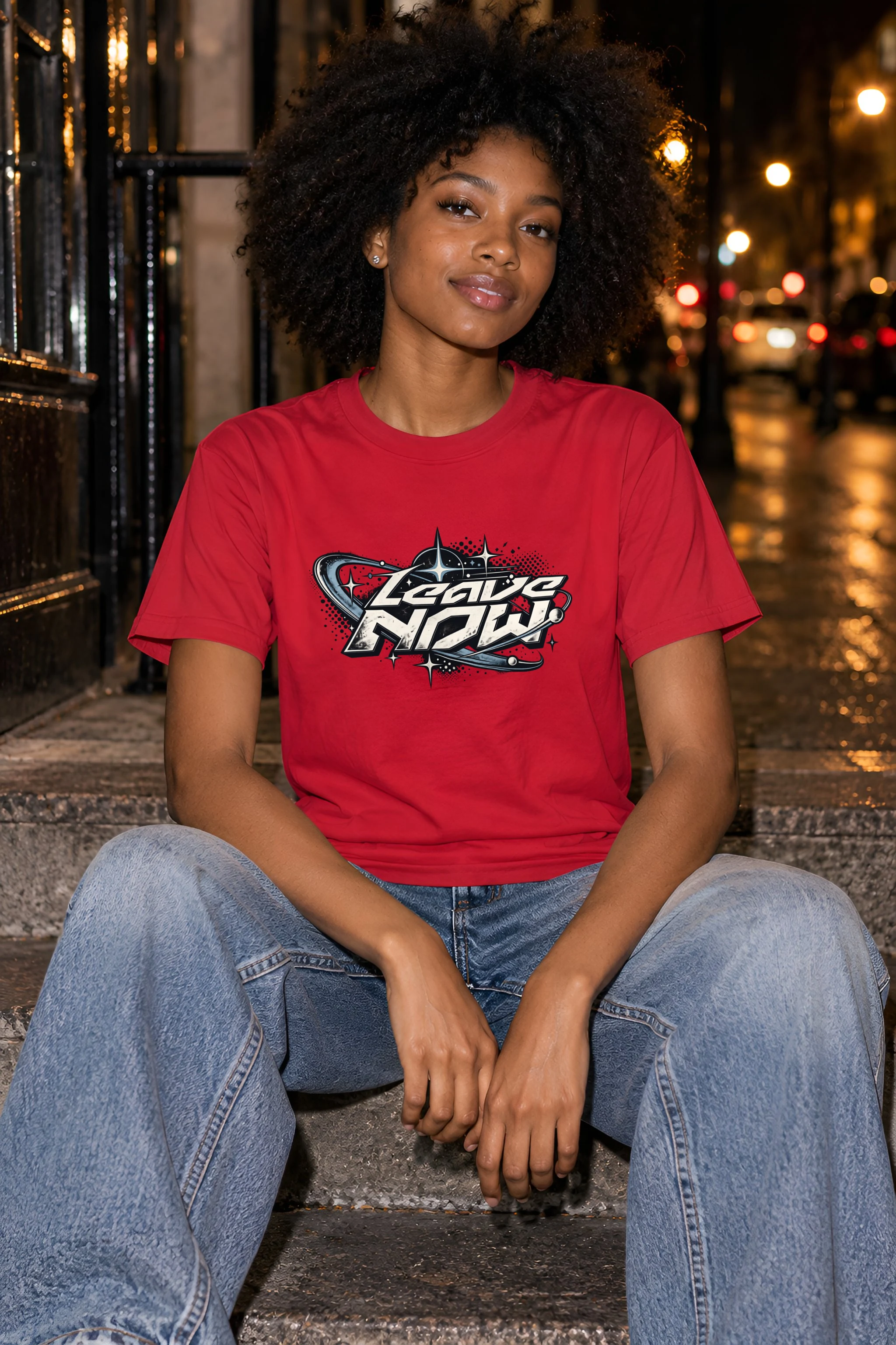 "Leave Now" Heavyweight Unisex Crewneck T-shirt