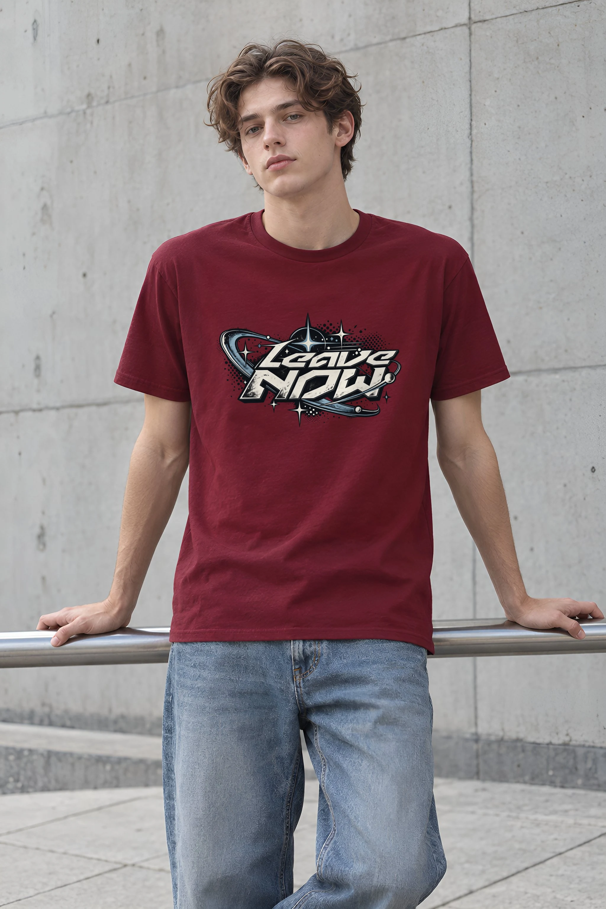 "Leave Now" Heavyweight Unisex Crewneck T-shirt