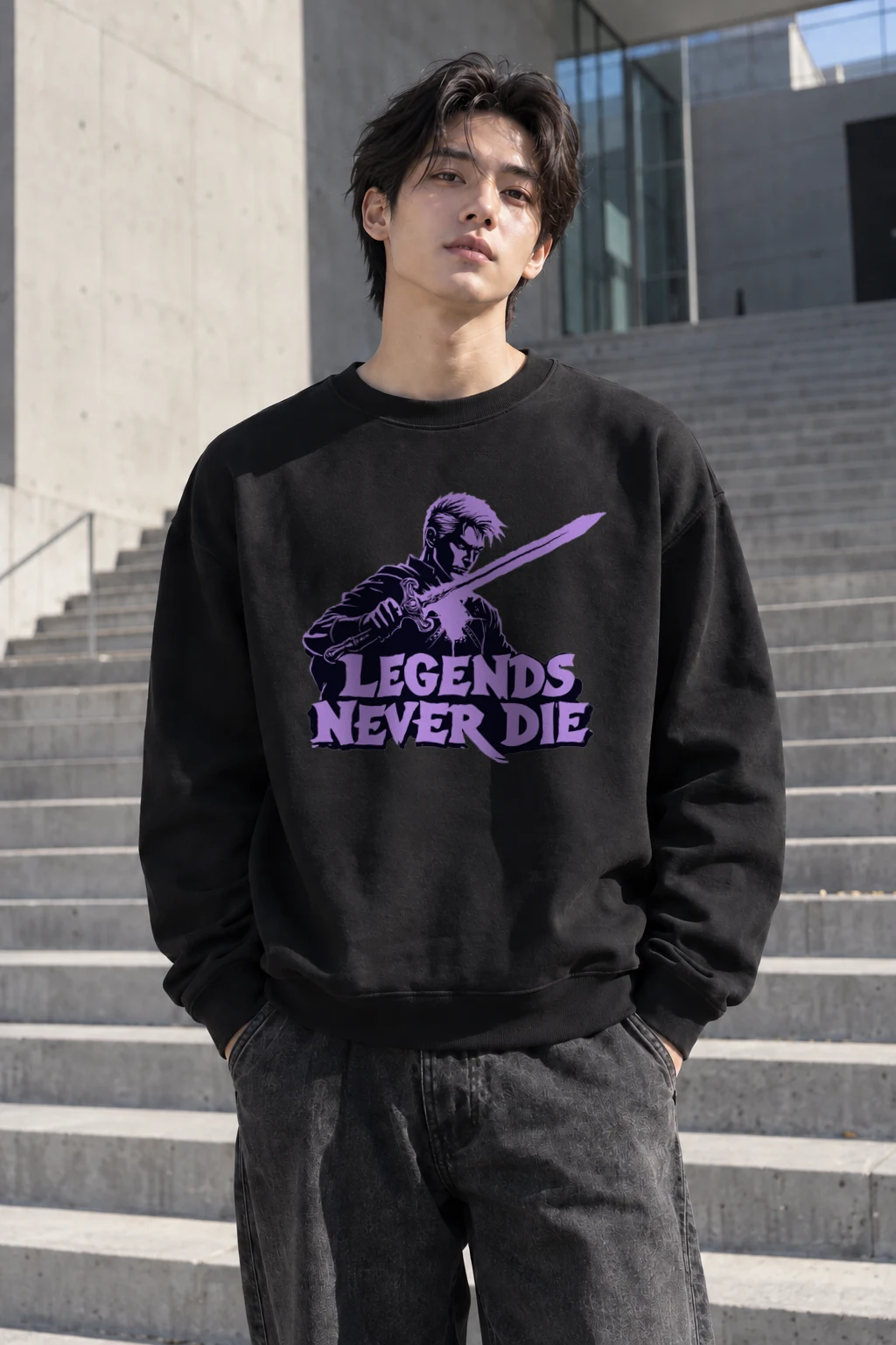 "Legends Never Die" Heavy Blend Unisex Crewneck Sweatshirt | Gildan 18000