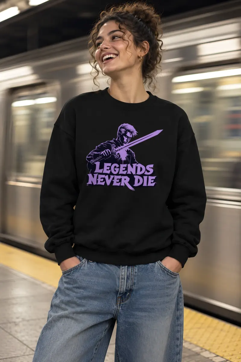 "Legends Never Die" Heavy Blend Unisex Crewneck Sweatshirt