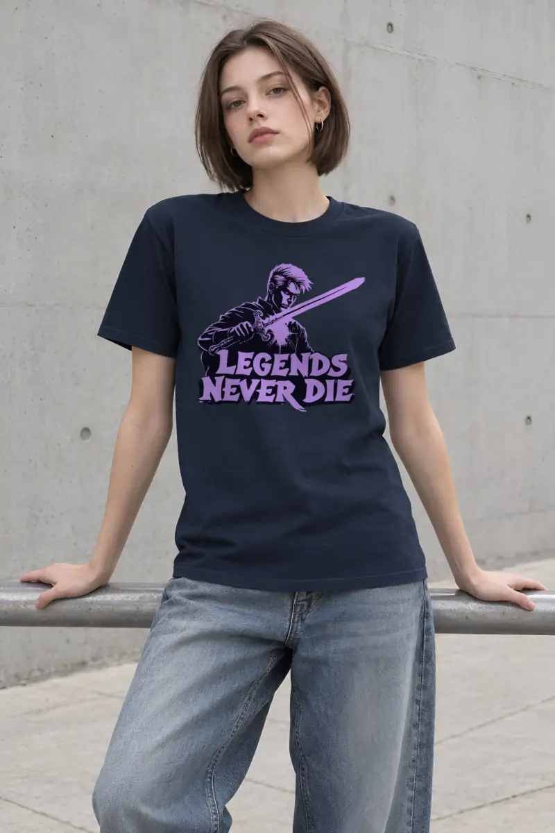 "Legends Never Die" Heavyweight Unisex Crewneck T-shirt