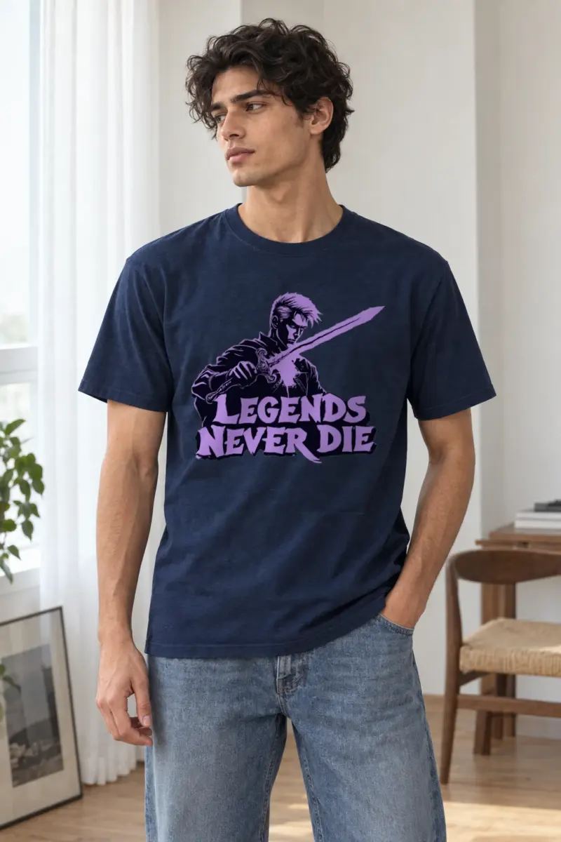 "Legends Never Die" Heavyweight Unisex Crewneck T-shirt | Gildan 5000