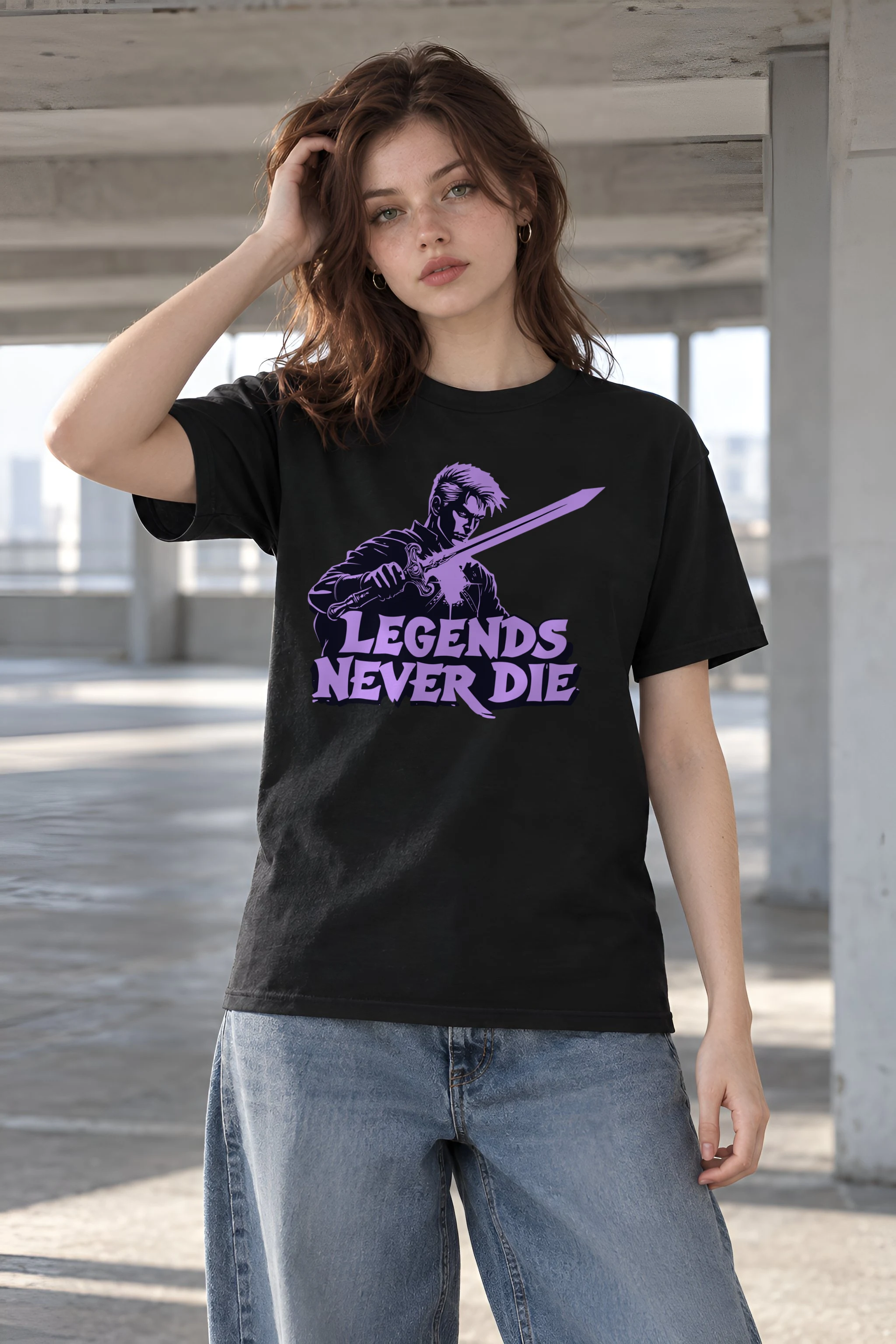 "Legends Never Die" Heavyweight Unisex Crewneck T-shirt