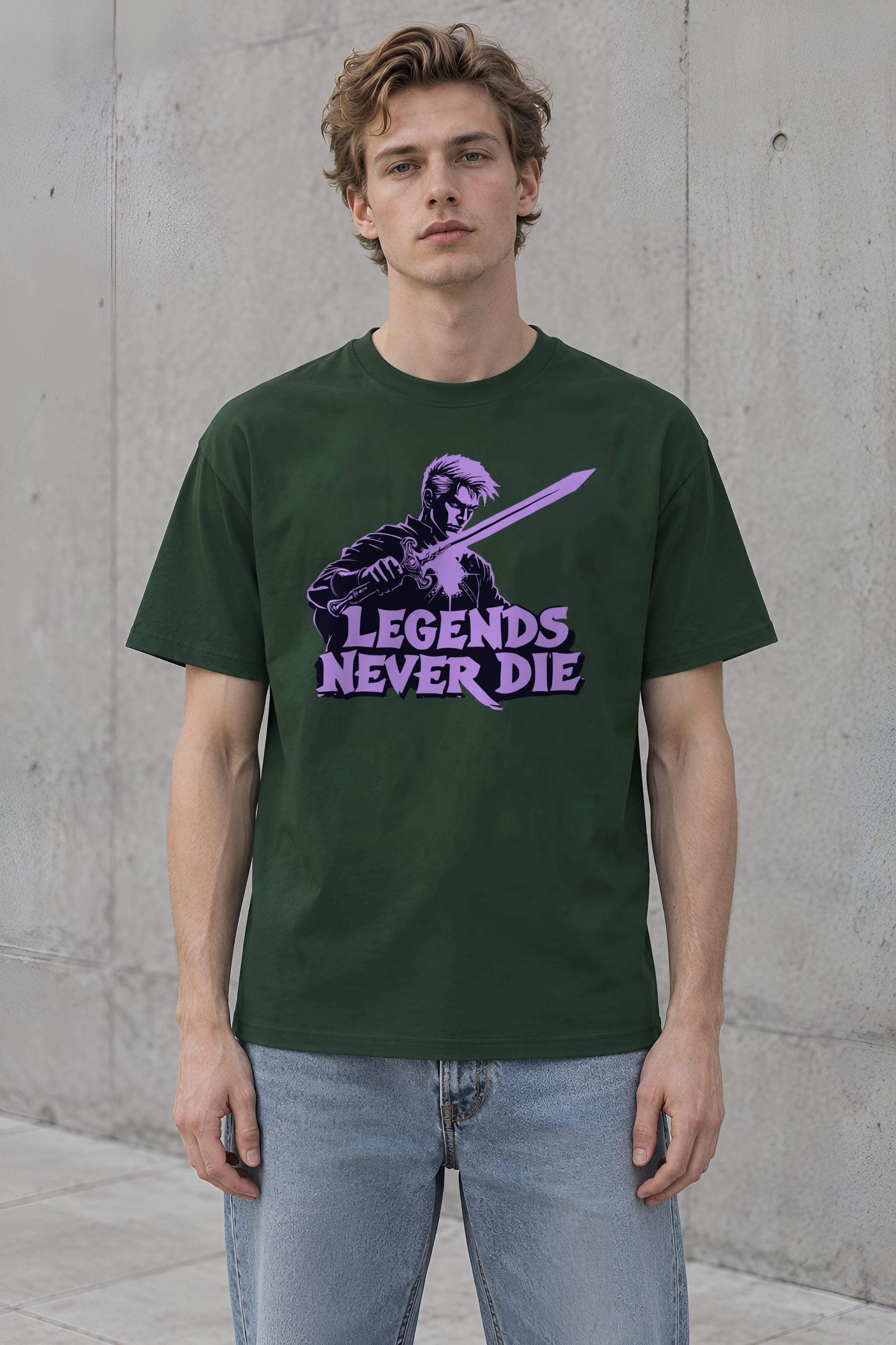 "Legends Never Die" Heavyweight Unisex Crewneck T-shirt