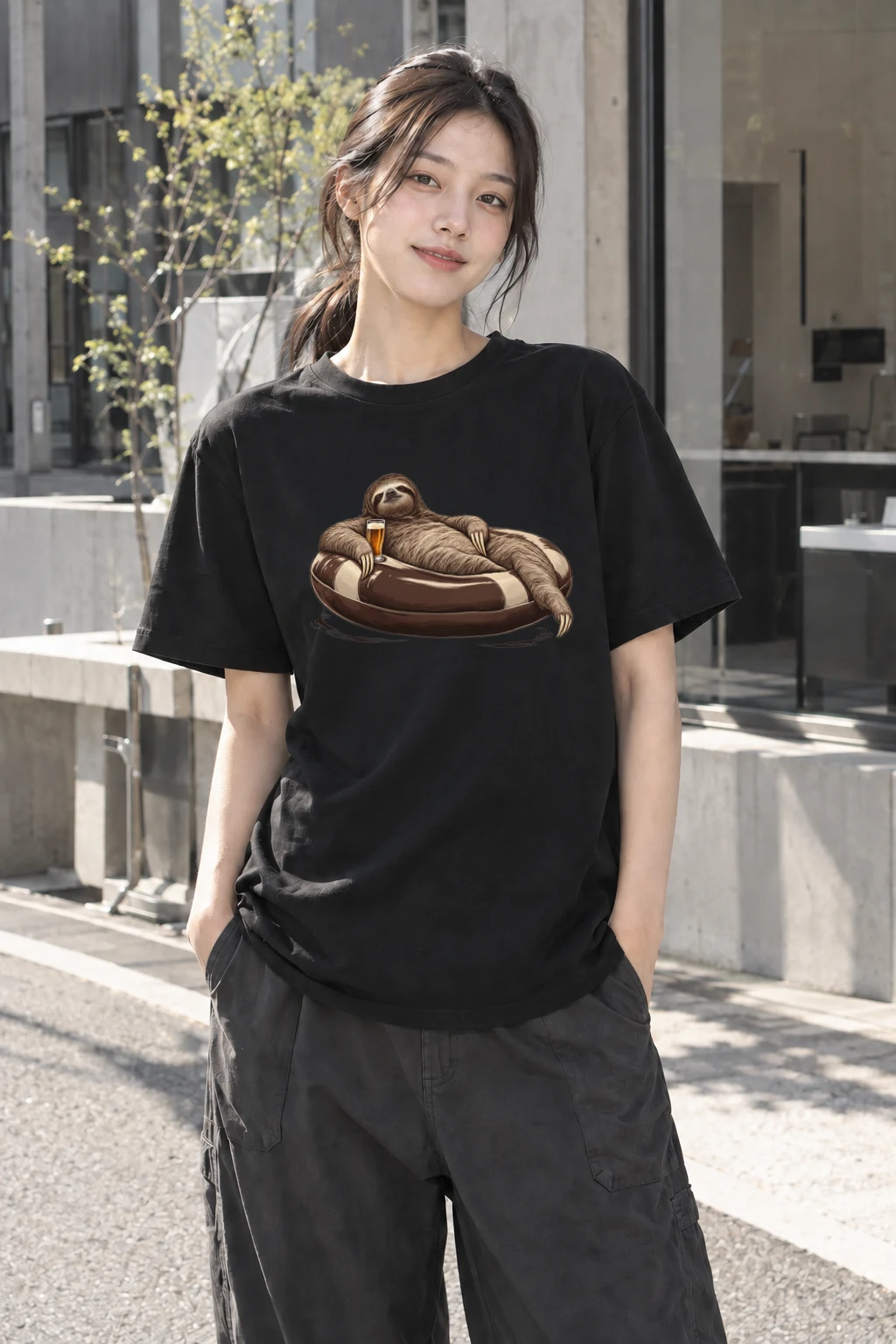 "Leisure Study Sloth" Heavyweight Unisex Crewneck T-shirt | Gildan 5000