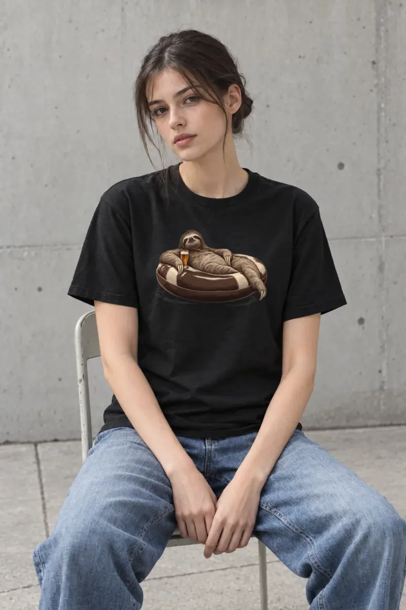 "Leisure Study Sloth" Heavyweight Unisex Crewneck T-shirt
