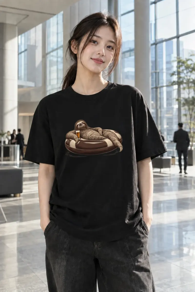 "Leisure Study Sloth" Heavyweight Unisex Crewneck T-shirt | Gildan 5000