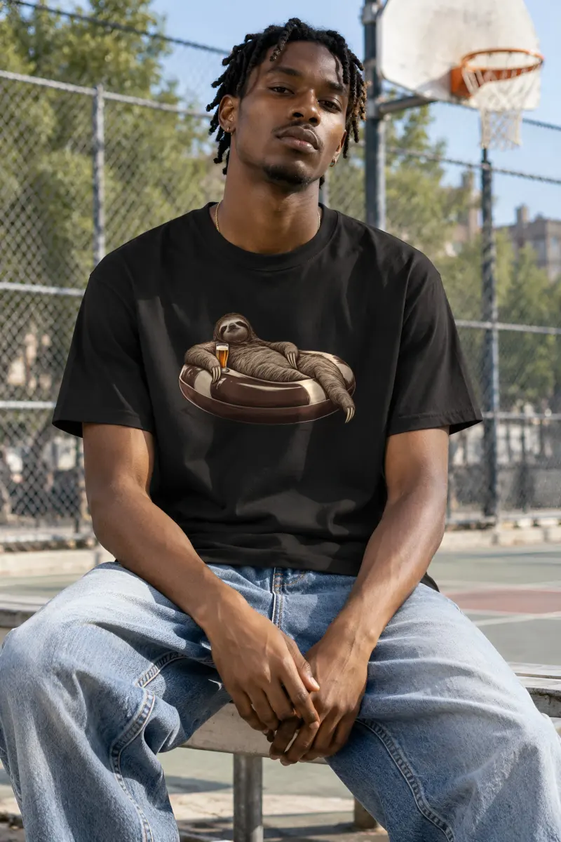 "Leisure Study Sloth" Heavyweight Unisex Crewneck T-shirt