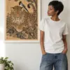 "Leopard and Pine — Folk Art" Premium Wooden Framed Poster
