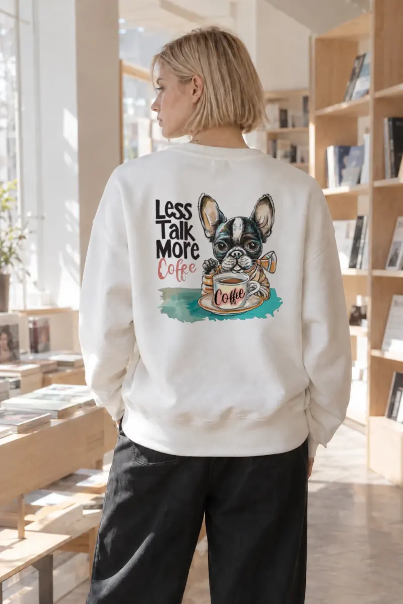 “Less Talk More Coffee” Heavy Blend Unisex Crewneck Sweatshirt | Gildan 18000