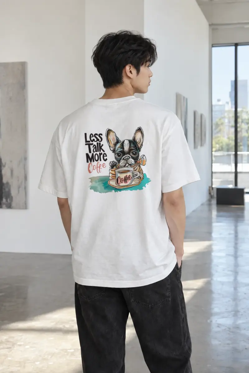 “Less Talk More Coffee” Heavyweight Unisex Crewneck T-shirt | Gildan 5000