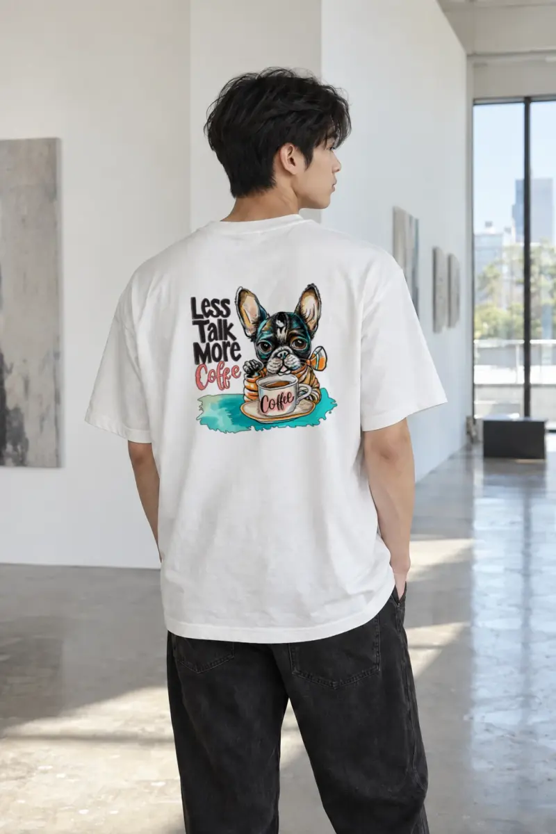 "Less Talk More Coffee" Heavyweight Unisex Crewneck T-shirt | Gildan 5000