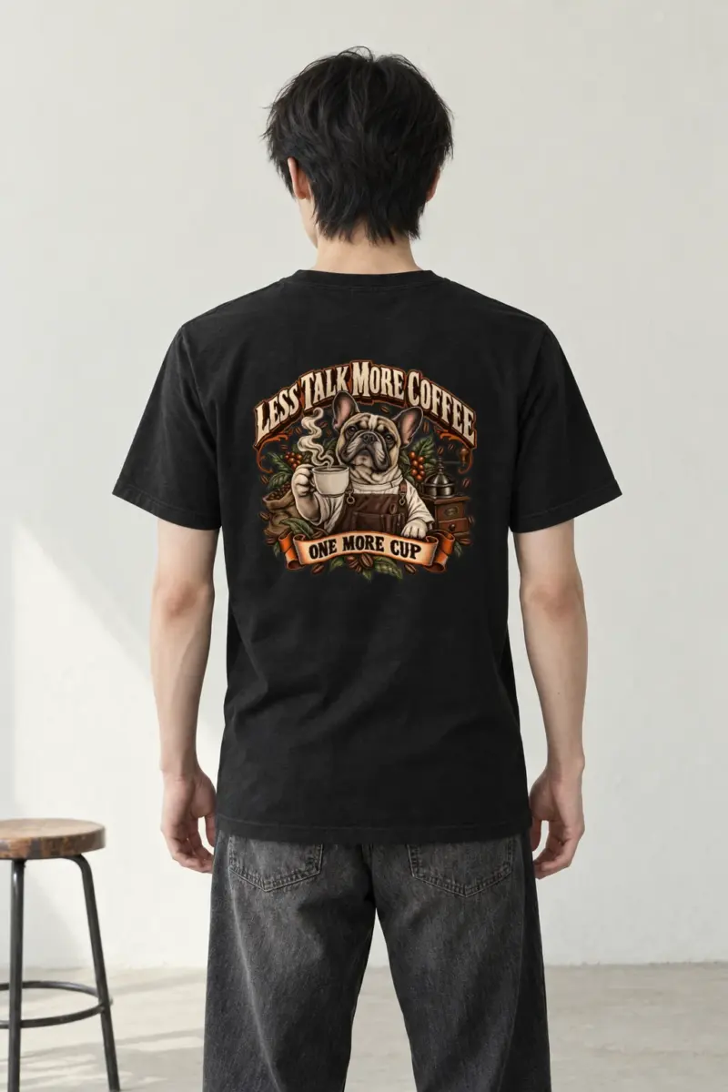 "Less Talk More Coffee" Heavyweight Unisex Crewneck T-shirt | Gildan 5000