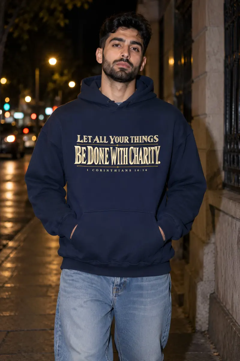 "Let All Your Things Be Done With Charity" Heavy Blend Unisex Pullover Hoodie