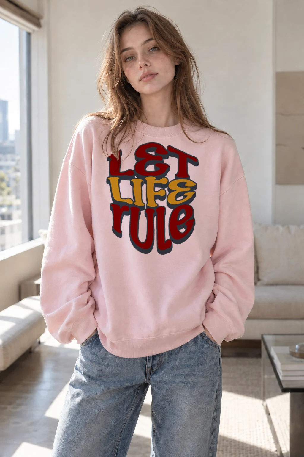 "Let Life Rule" Heavy Blend Unisex Crewneck Sweatshirt | Gildan 18000
