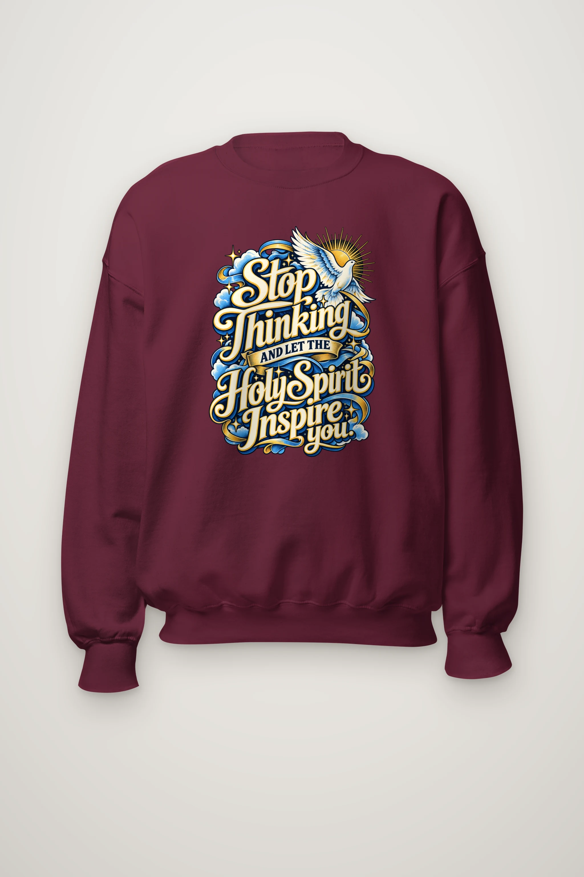"Stop Thinking Script Sweatshirt" Heavy Blend Unisex Crewneck Sweatshirt
