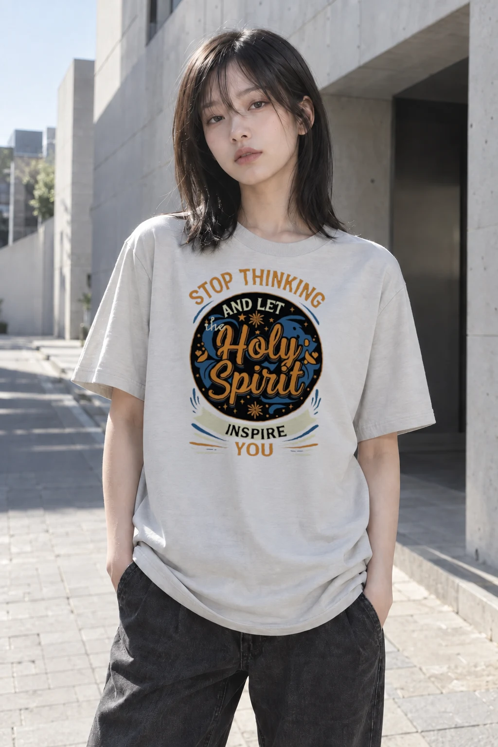 "Let the Holy Spirit Inspire You" Heavyweight Unisex Crewneck T-shirt | Gildan 5000
