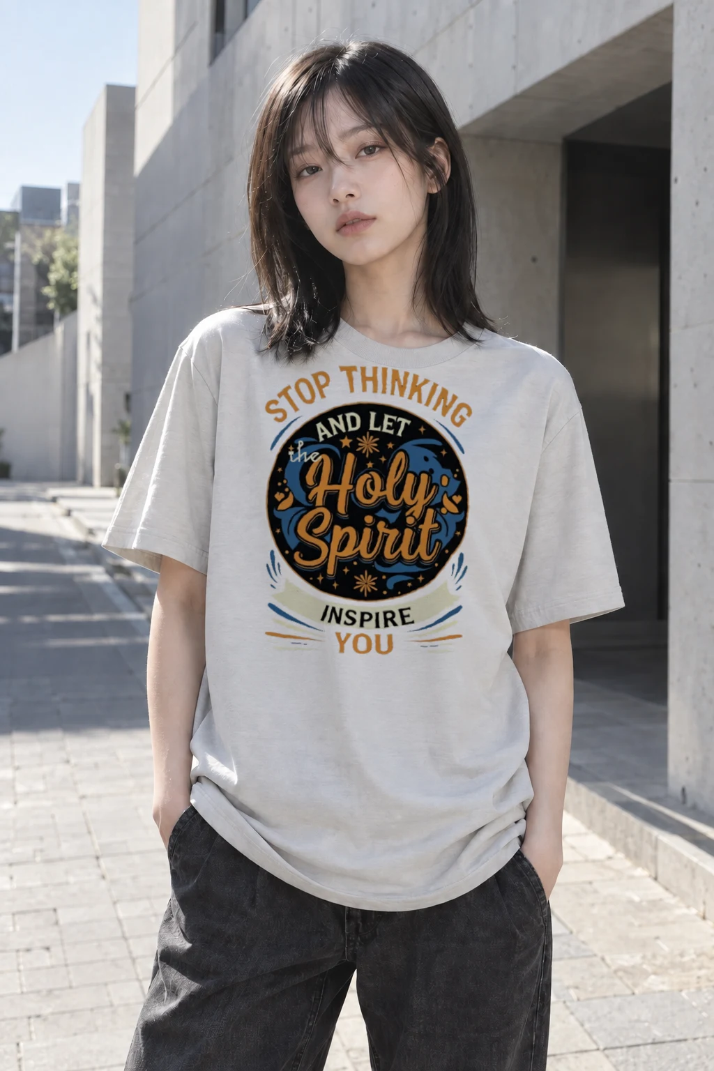 "Let the Holy Spirit Inspire You" Heavyweight Unisex Crewneck T-shirt | Gildan 5000