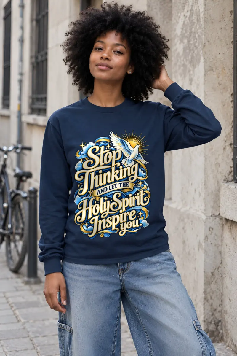 "Stop Thinking Script Banner" Unisex Longsleeve T-shirt