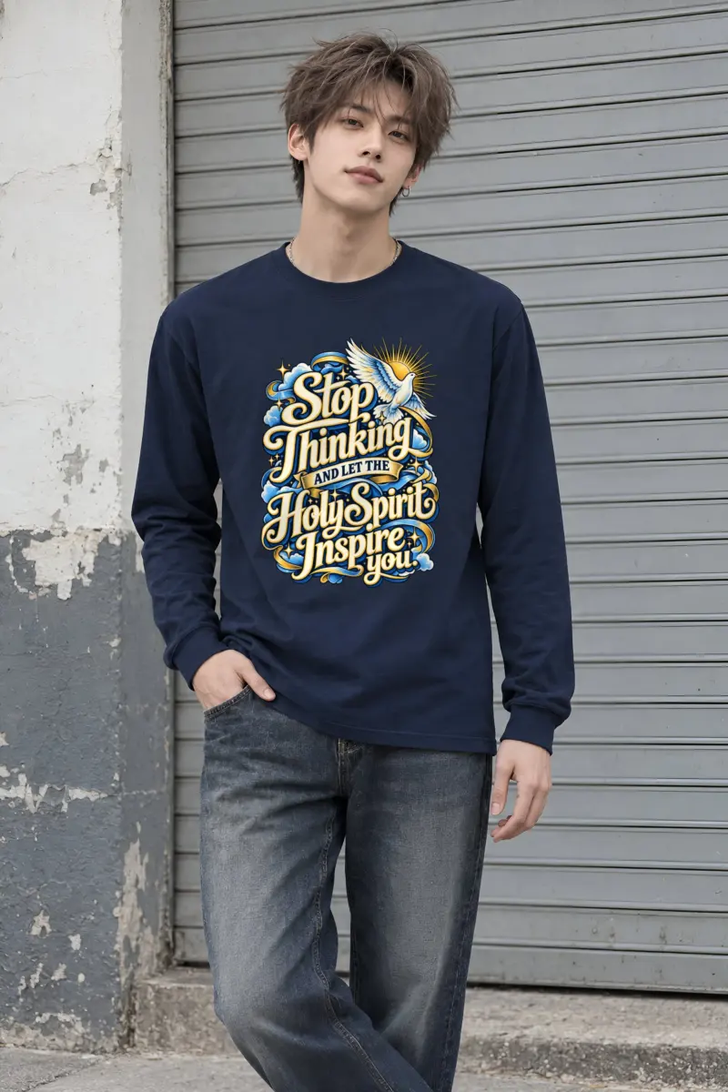 "Stop Thinking Script Banner" Unisex Longsleeve T-shirt