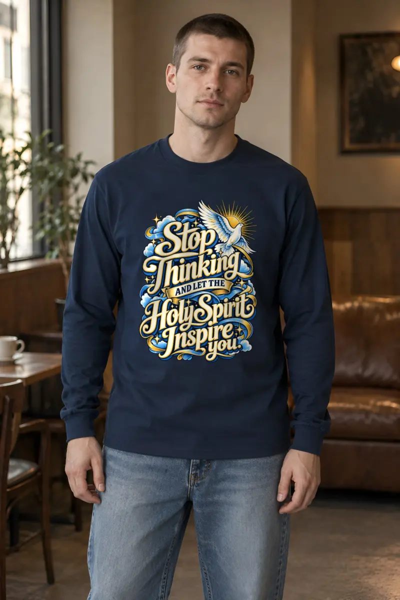 "Stop Thinking Script Banner" Unisex Longsleeve T-shirt