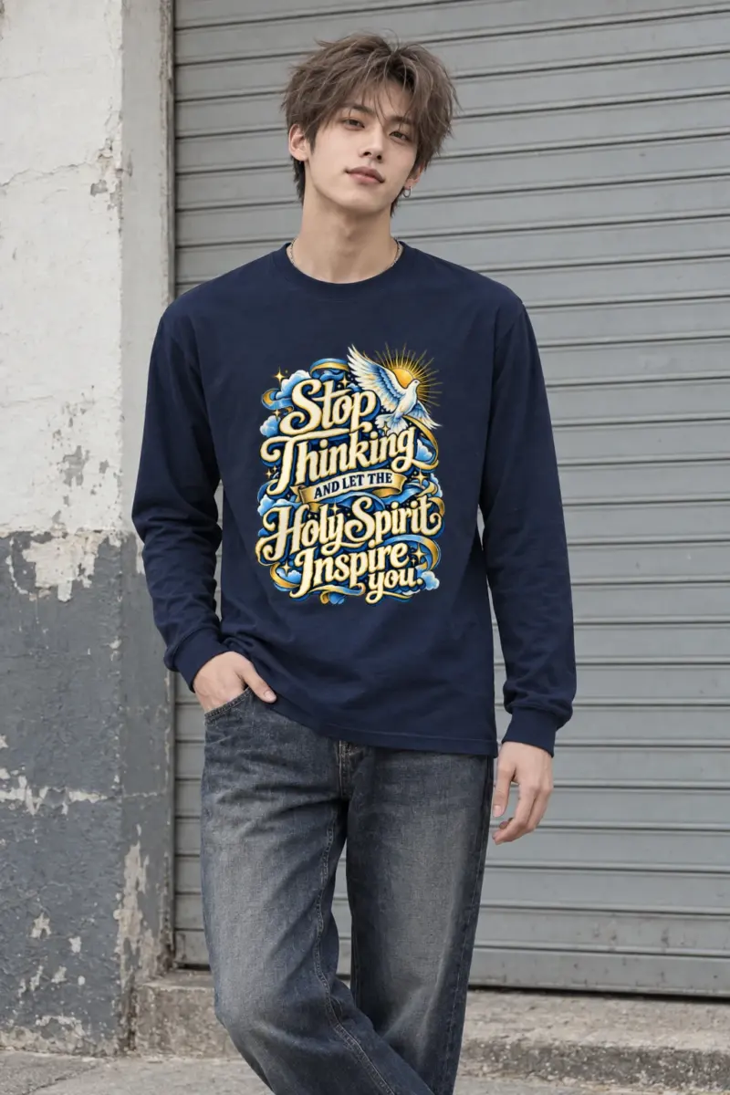 "Stop Thinking Script Banner" Unisex Longsleeve T-shirt