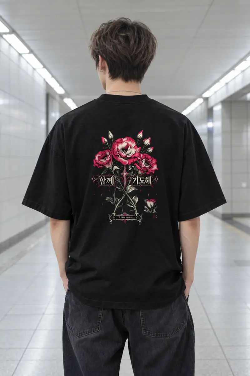 "Let's Pray Together" Men's Oversized Heavyweight Crewneck T-Shirt