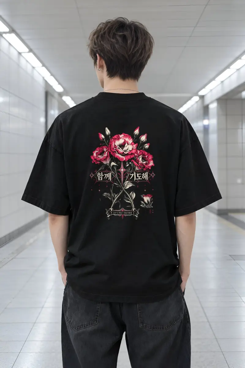 "Let's Pray Together" Men's Oversized Heavyweight Crewneck T-Shirt