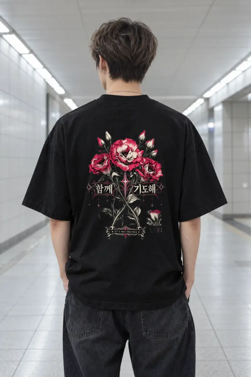 "Let's Pray Together" Men's Oversized Heavyweight Crewneck T-Shirt